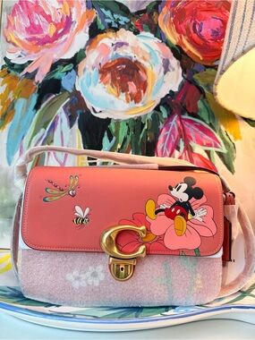 NWT Disney xCoach studio shoulder bag Mickey Mouse flowers CH413 Rare